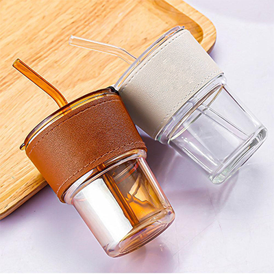 MONTE Premium Color Glass Mug with PU Sleeve- 400ml
