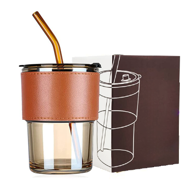 MONTE Premium Color Glass Mug with PU Sleeve- 400ml