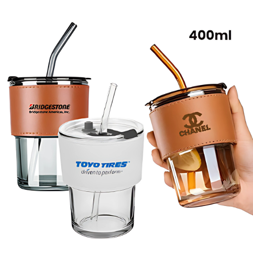 MONTE Premium Color Glass Mug with PU Sleeve- 400ml
