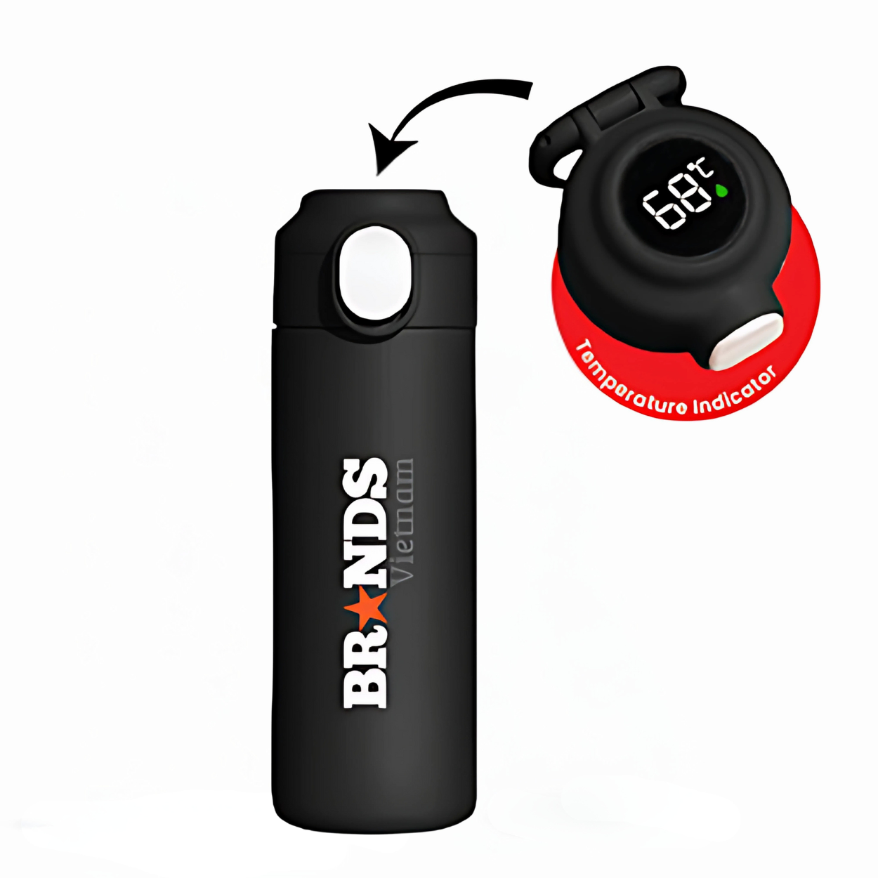 Smart LED Display Stainless Steel Thermos with Handle - 400ml