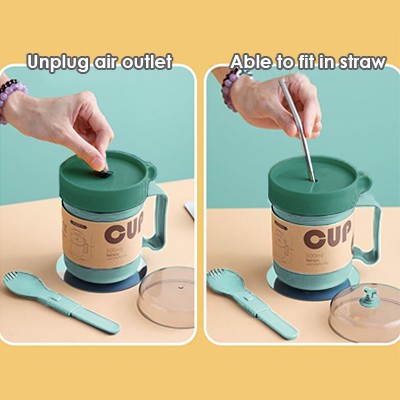 Casual PP Soup Cup With Foldable Spoon - 500ml