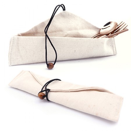 3-in-1 Rose Gold Cutlery and Straw Canvas Set