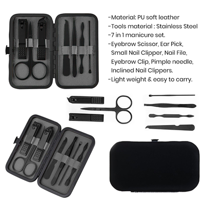 7-In-1 Manicure Set with PU leather Cover