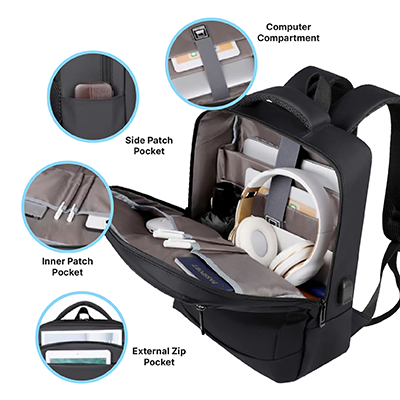 15.6" DOLLY Laptop Backpack with External USB Port