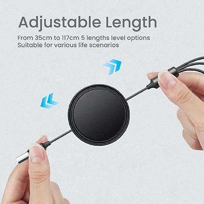 UNICORD 3-in-2 Retractable USB Fast Charging Cable