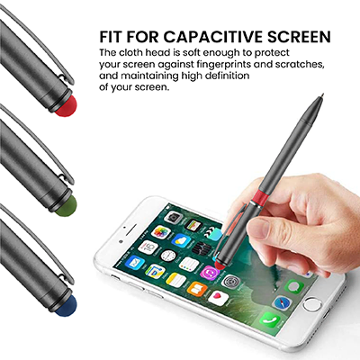 Color Tone Push Action Metal Ball Pen with Stylus