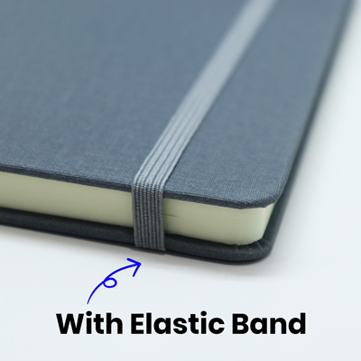 PU Fabric Hard Cover A5 Notebook with Pen Loop