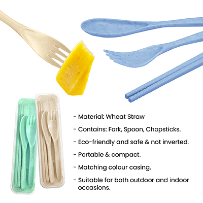 ECO Wheat 3-in-1 Cutlery Set