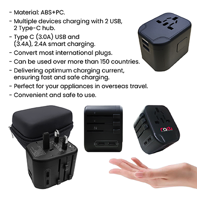 INNOV Travel Adapter 2 Type-C + 2 USB Smart Charger
