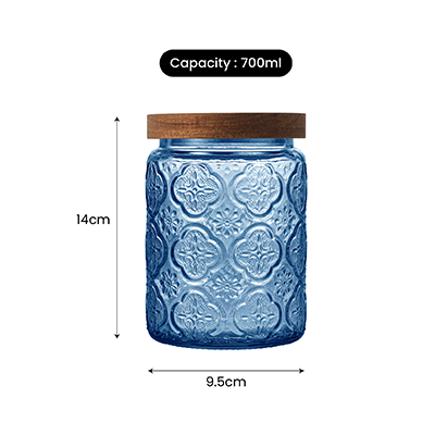 COLOUR Wooden Lid Glass Canister - 700ml