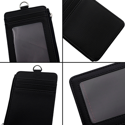 PU ID Holder with Open Zippered Wallet