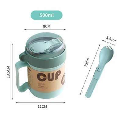 Casual PP Soup Cup With Foldable Spoon - 500ml