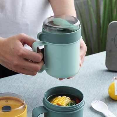 Casual PP Soup Cup With Foldable Spoon - 500ml