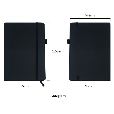 PU Fabric Hard Cover A5 Notebook with Pen Loop
