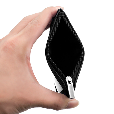 PU ID Holder with Open Zippered Wallet