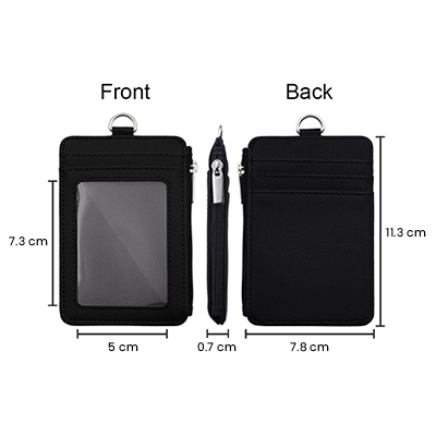 PU ID Holder with Open Zippered Wallet