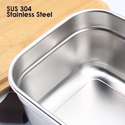 Bamboo SUS304 Lunch Box M Size - 1L