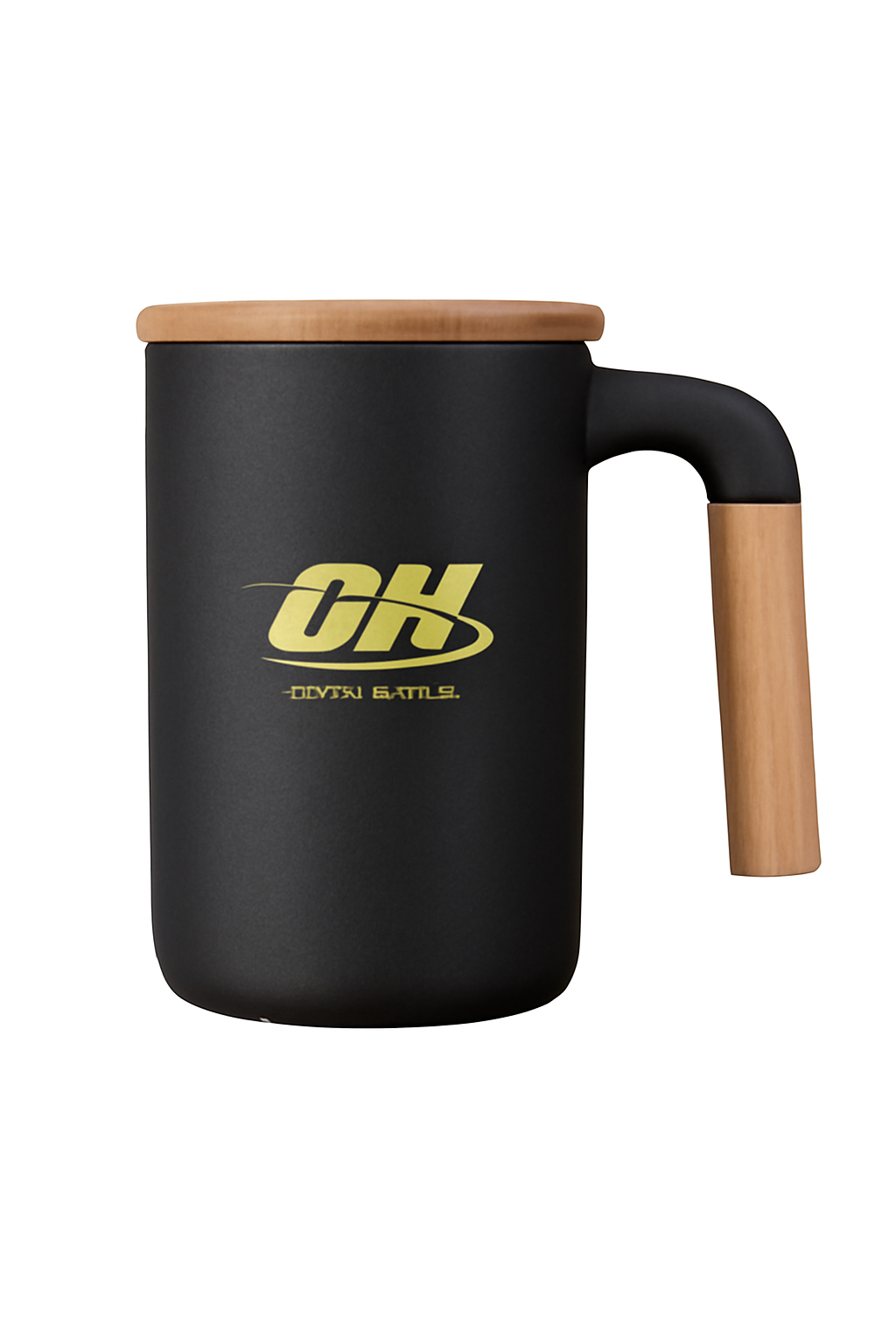 DESIGNER Ceramic Mug with Wooden Handle - 450ml