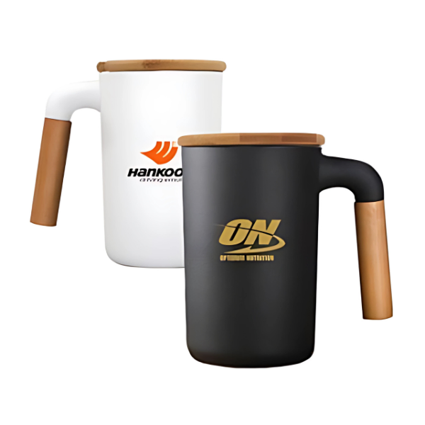 DESIGNER Ceramic Mug with Wooden Handle - 450ml