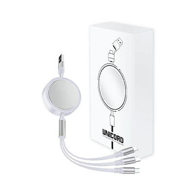 UNICORD 3-in-2 Retractable USB Fast Charging Cable