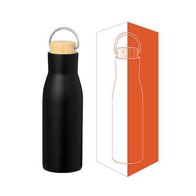 OPPA Double Wall S.Steel with Bamboo Cap Handle - 450ml