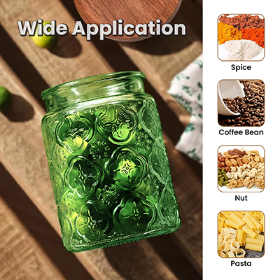 COLOUR Wooden Lid Glass Canister - 700ml