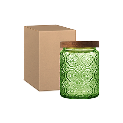 COLOUR Wooden Lid Glass Canister - 700ml