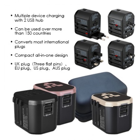 Premium Travel Adapter Dual USB Hub With Smart Charge 2.4A
