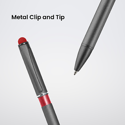 Color Tone Push Action Metal Ball Pen with Stylus