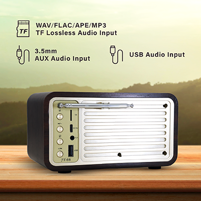 Retro Wooden Bluetooth Speaker with FM Radio – 1800mAh