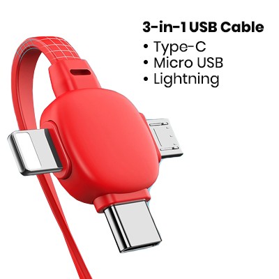 BLISS 3-in-1 Retractable USB Fast Charging Cable