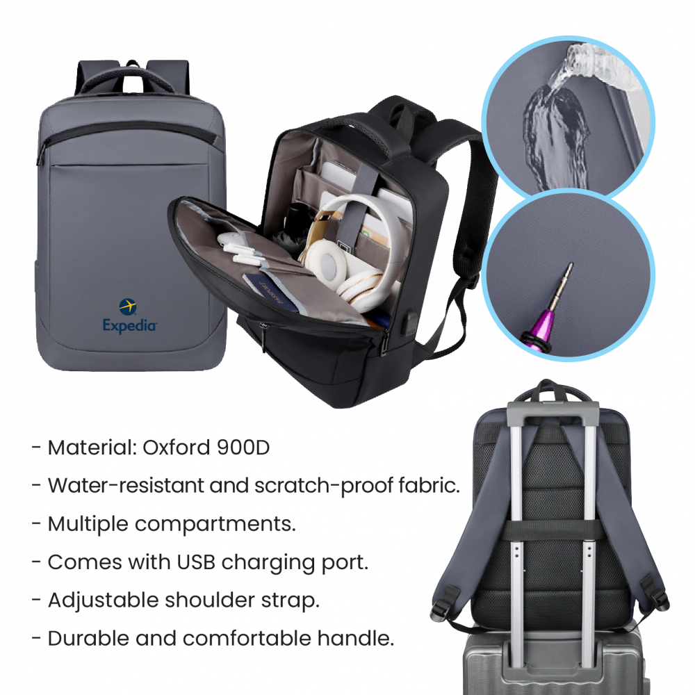 15.6" DOLLY Laptop Backpack with External USB Port