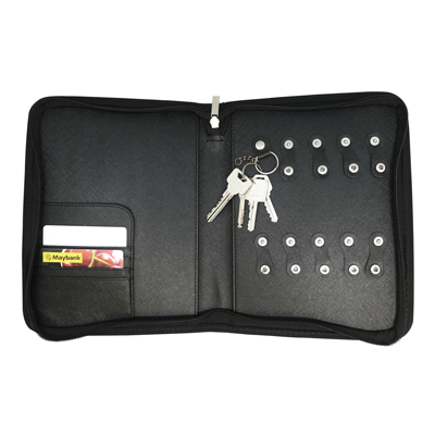 Zippered 10 Key Leather Organizer with Cards Holder