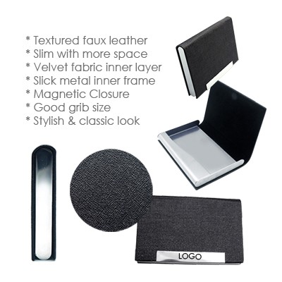 Magnetic Faux Leather Name Card Holder