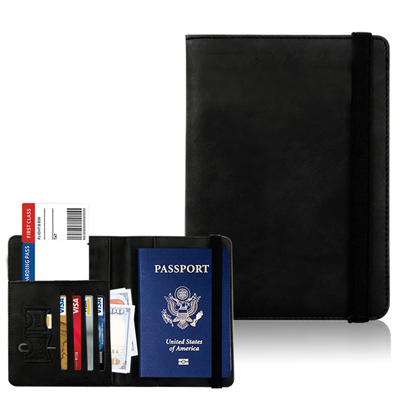 RFID Leather Travel Passport with Cards Holder