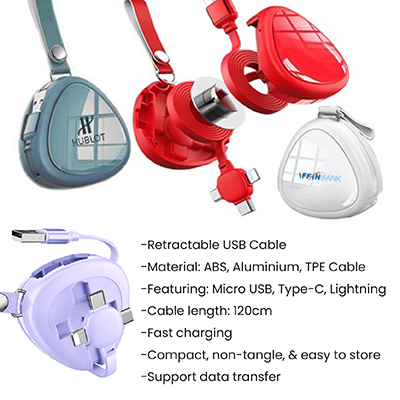 BLISS 3-in-1 Retractable USB Fast Charging Cable
